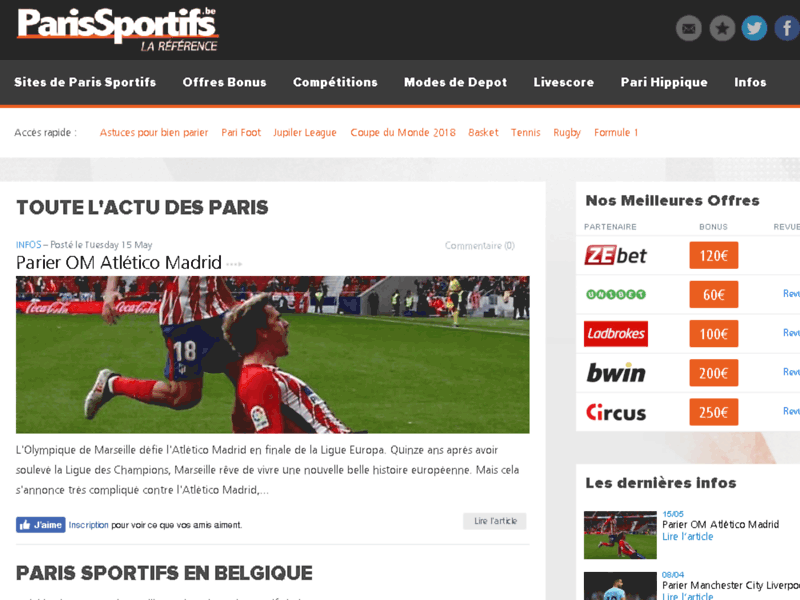Pari Sportif Belgique - Offre de Paris Sportifs en Belgique