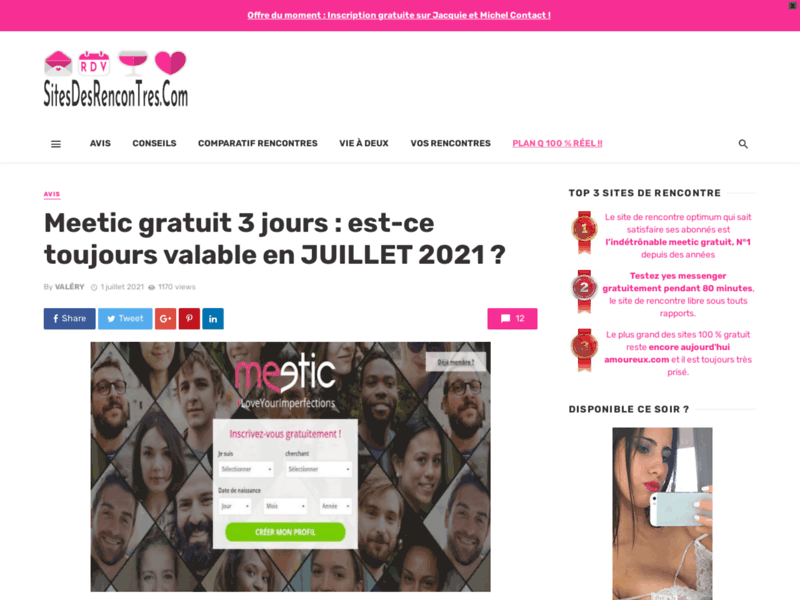 Meetic gratuit en ligne