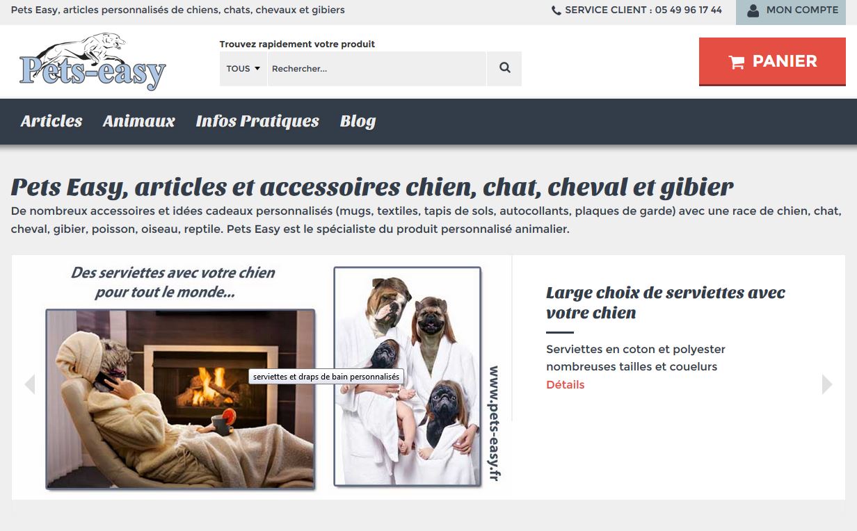 Accessoires animaux et articles de l'univers canin, petits et grands chiens